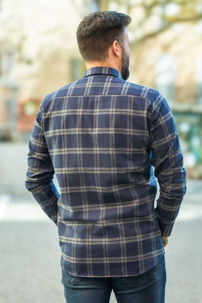 Chemise grise et marine MARCEL