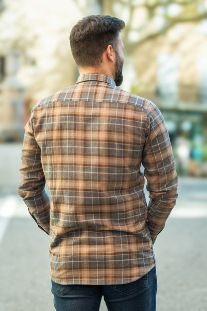 Chemise beige et grise MARCEL