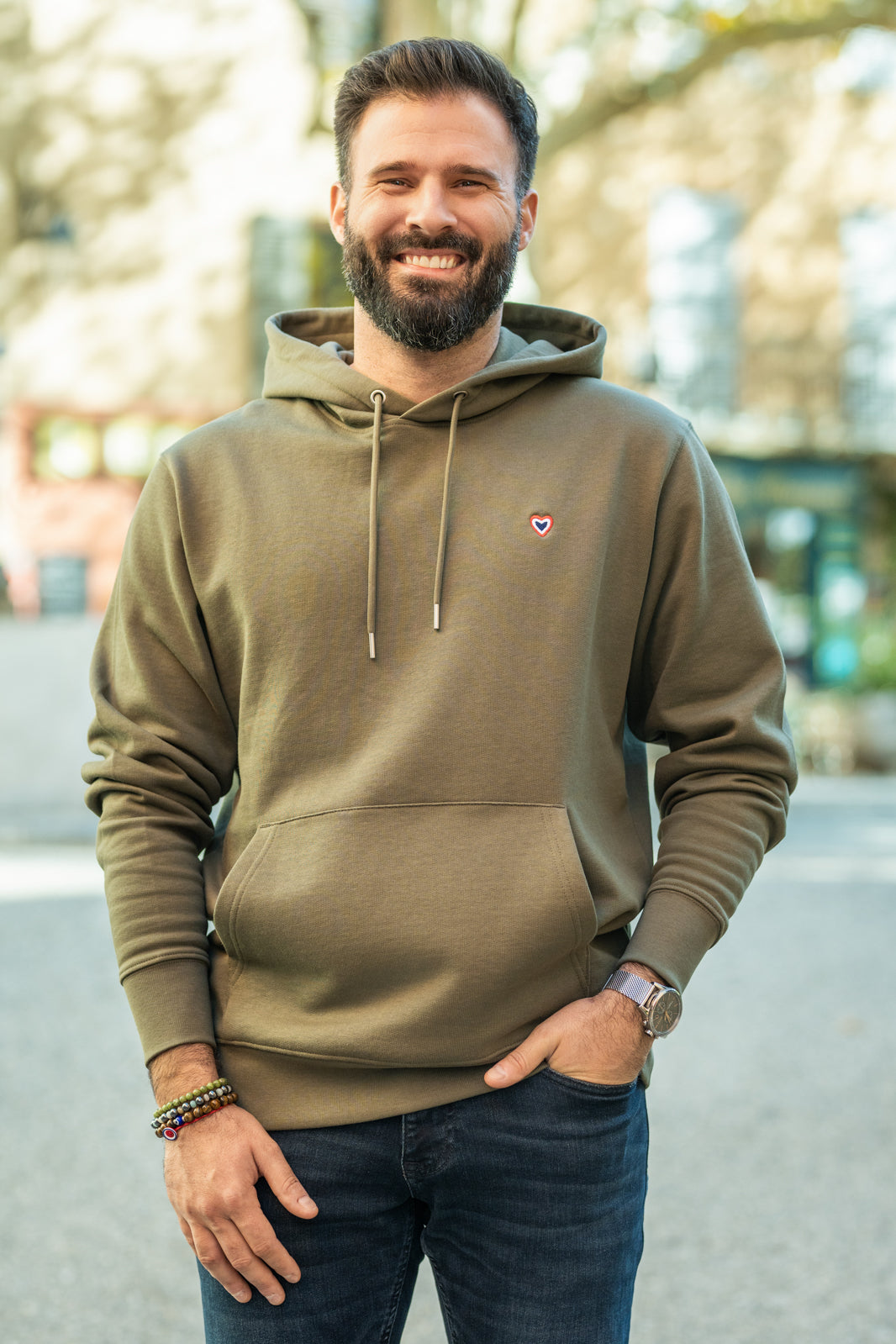 Sweat à capuche kaki