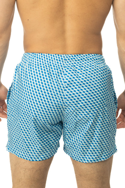 Maillot de bain turquoise à carreaux