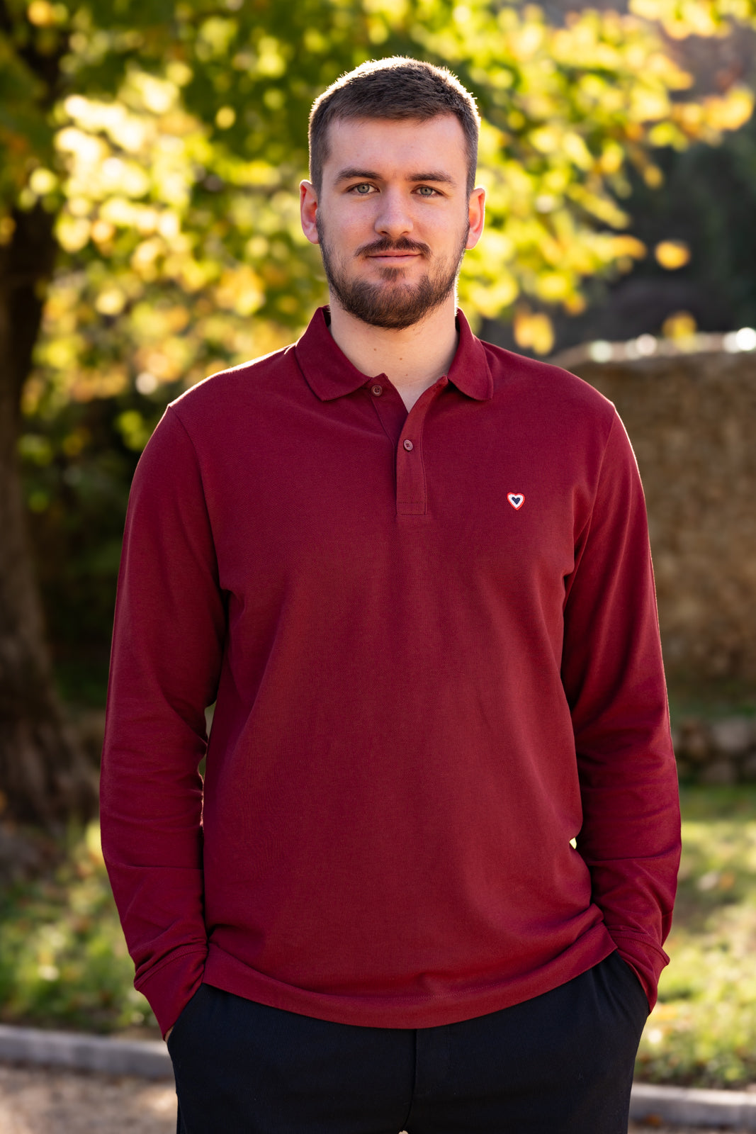 Polo manches longues bordeaux