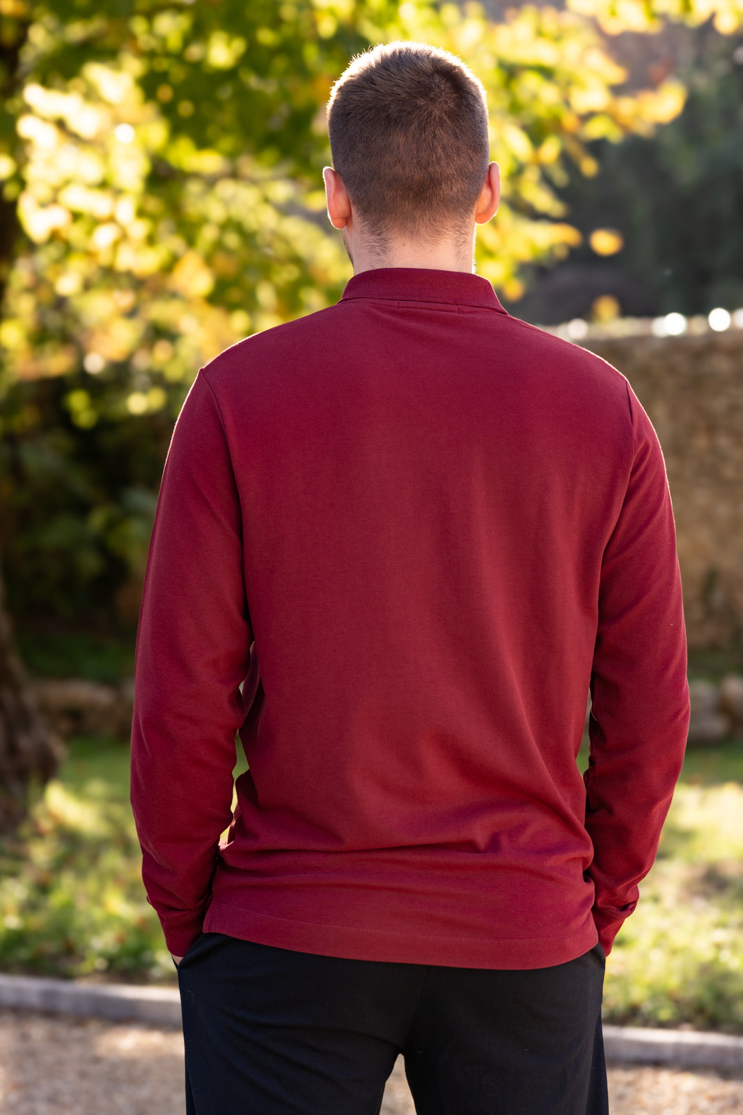 Polo manches longues bordeaux