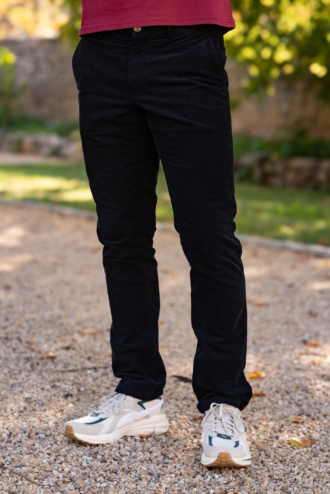 Pantalon velours lisse noir