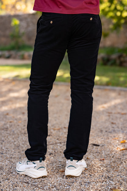 Pantalon velours lisse noir