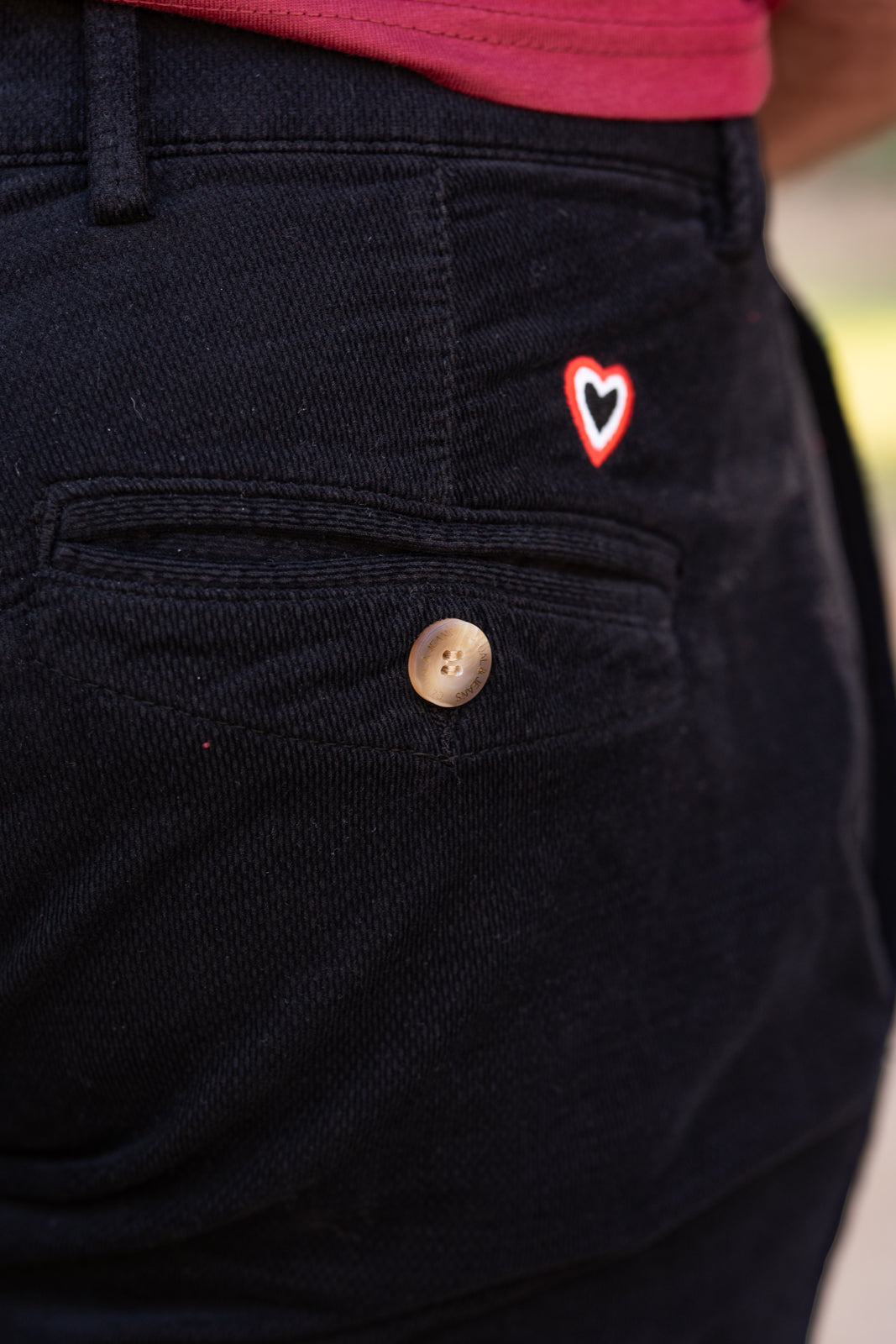 Pantalon velours lisse noir