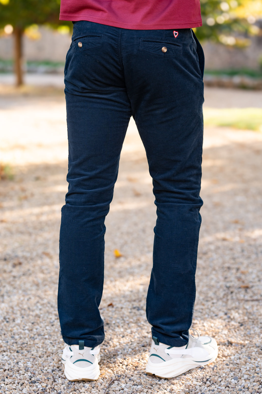 Pantalon velours lisse marine