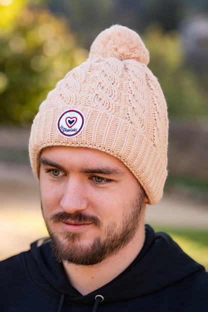 Bonnet pompom beige