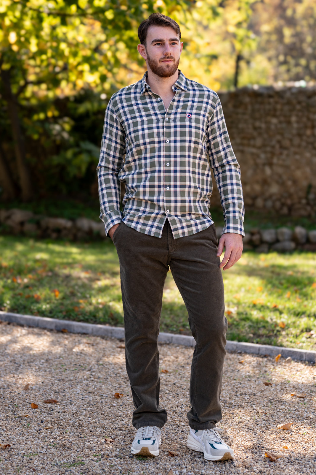 Pantalon velours côtelé kaki