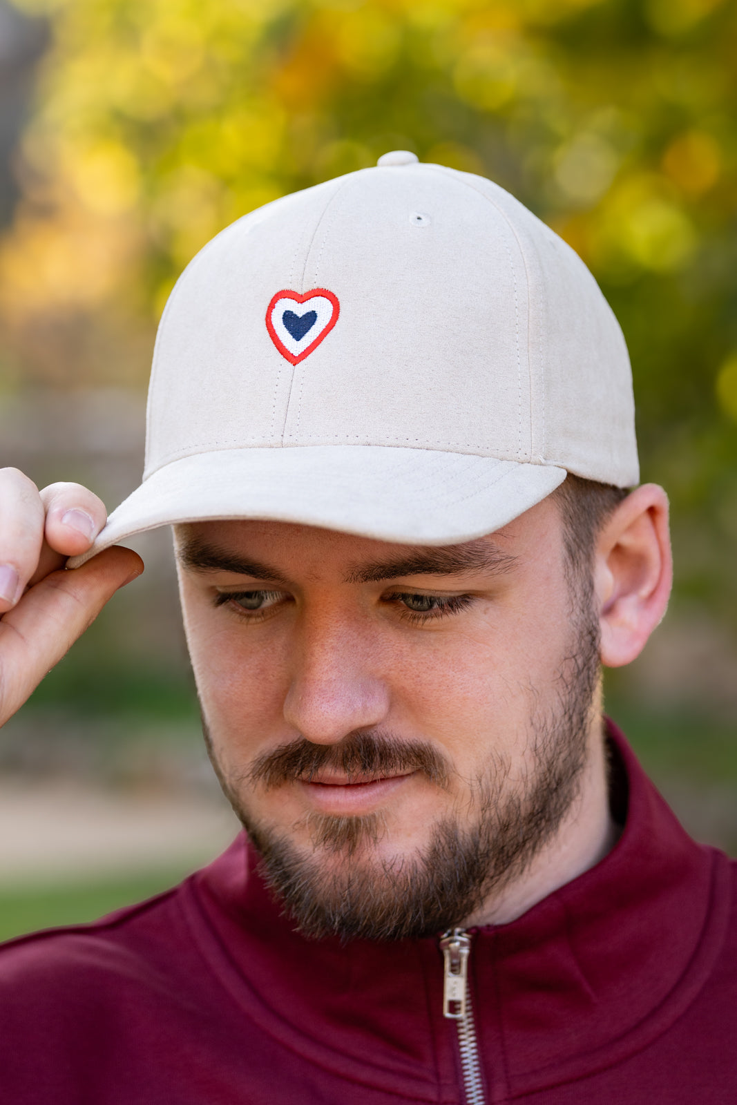 Casquette peau de pêche sable