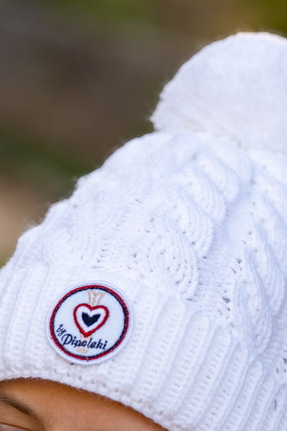 Bonnet pompom blanc
