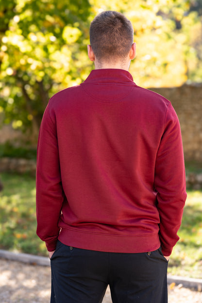 Sweat col zip bordeaux