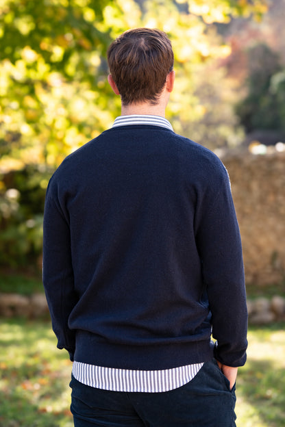 Pull col rond marine CHRIS