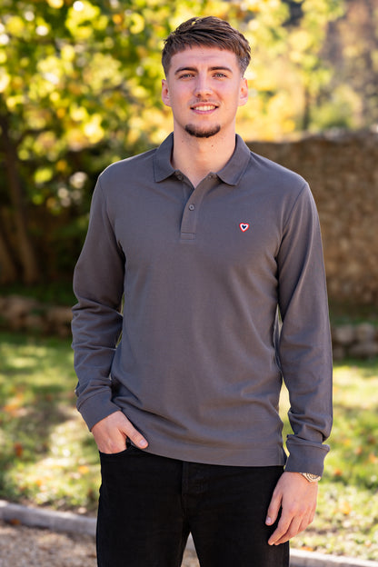 Polo manches longues anthracite