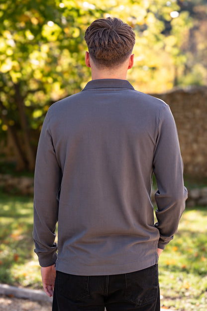 Polo manches longues anthracite