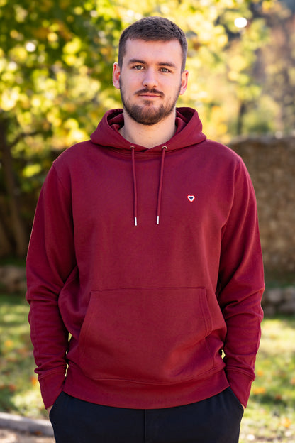 Sweat à capuche bordeaux