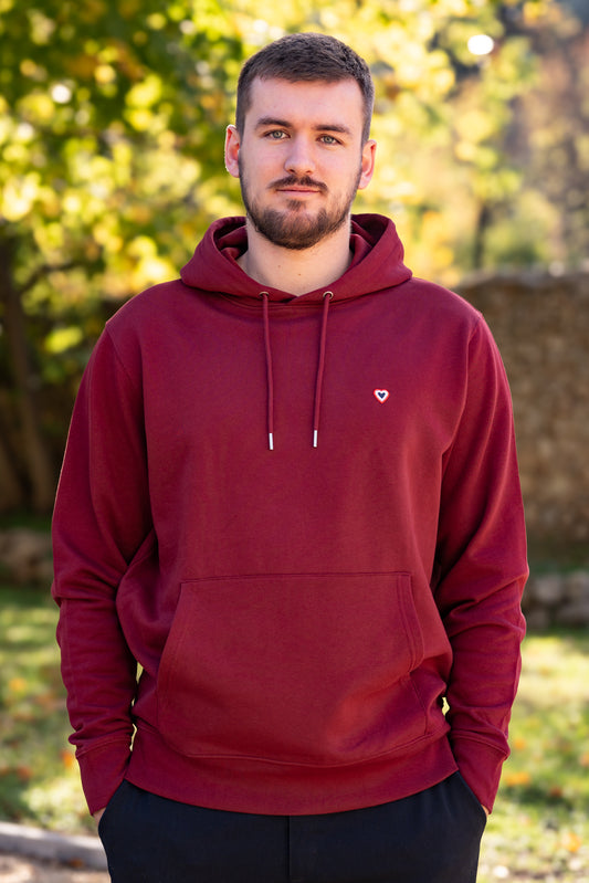 Sweat à capuche bordeaux