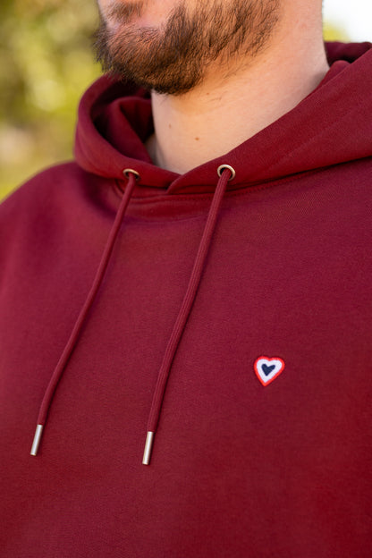 Sweat à capuche bordeaux