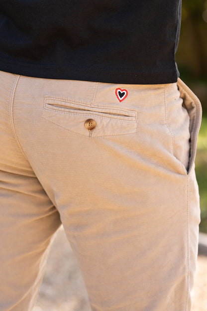 Pantalon velours lisse sable