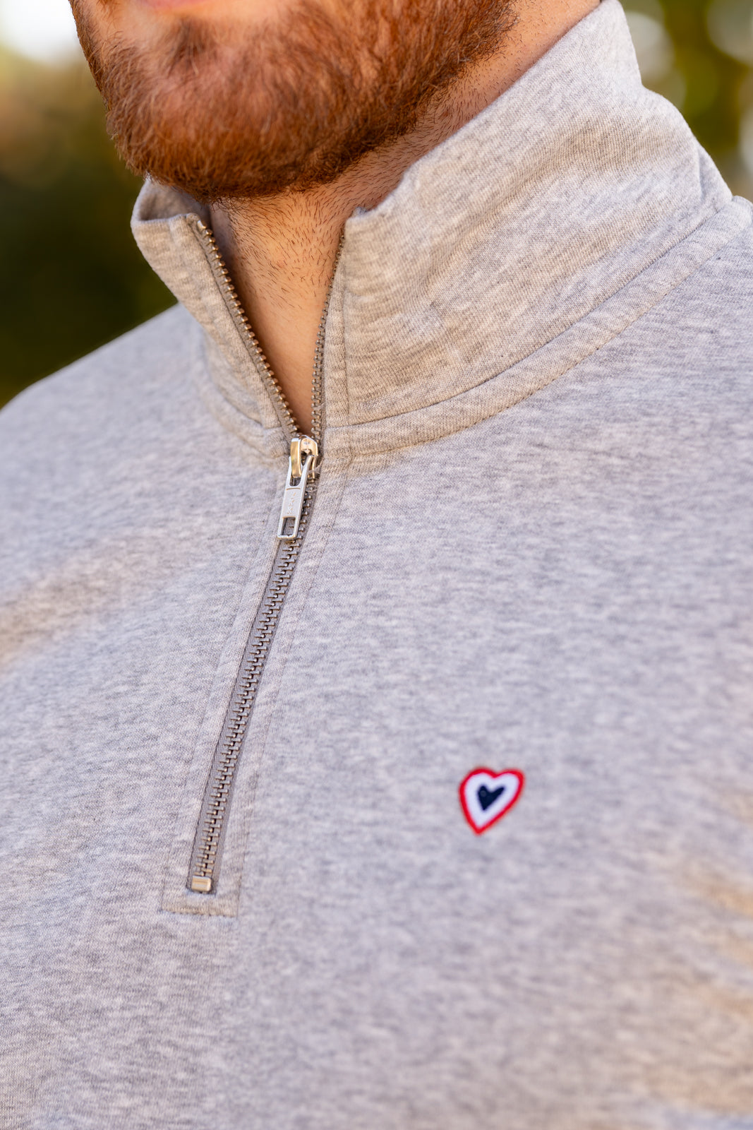 Sweat col zip gris chiné