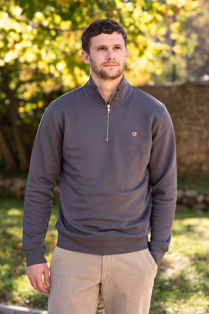 Sweat col zip anthracite