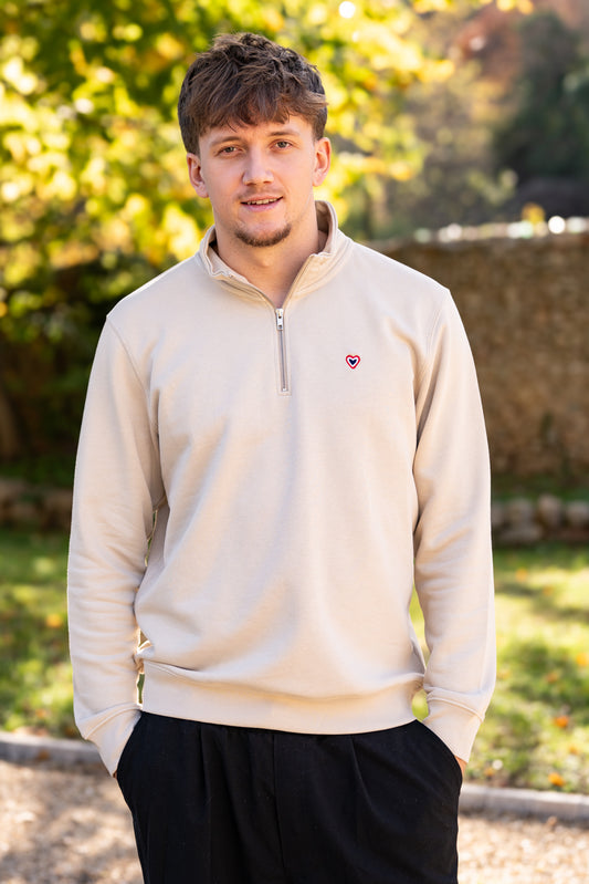 Sweat col zip sable