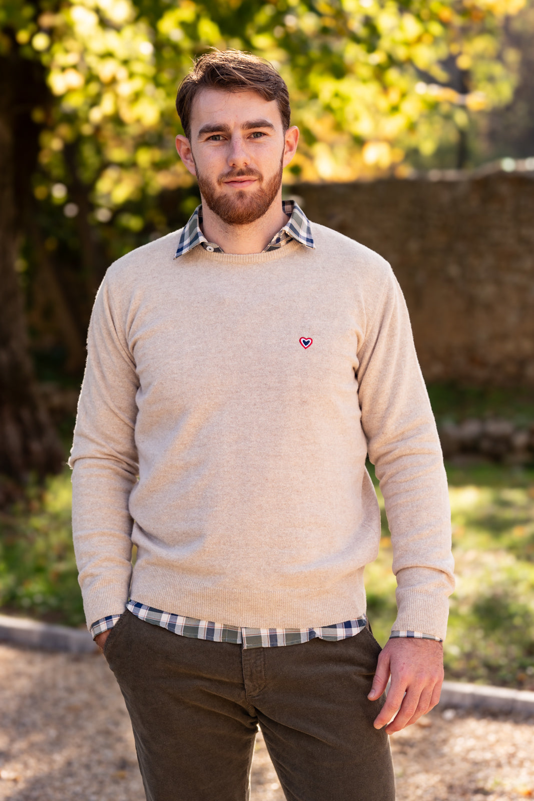 Pull col rond sable CHRIS