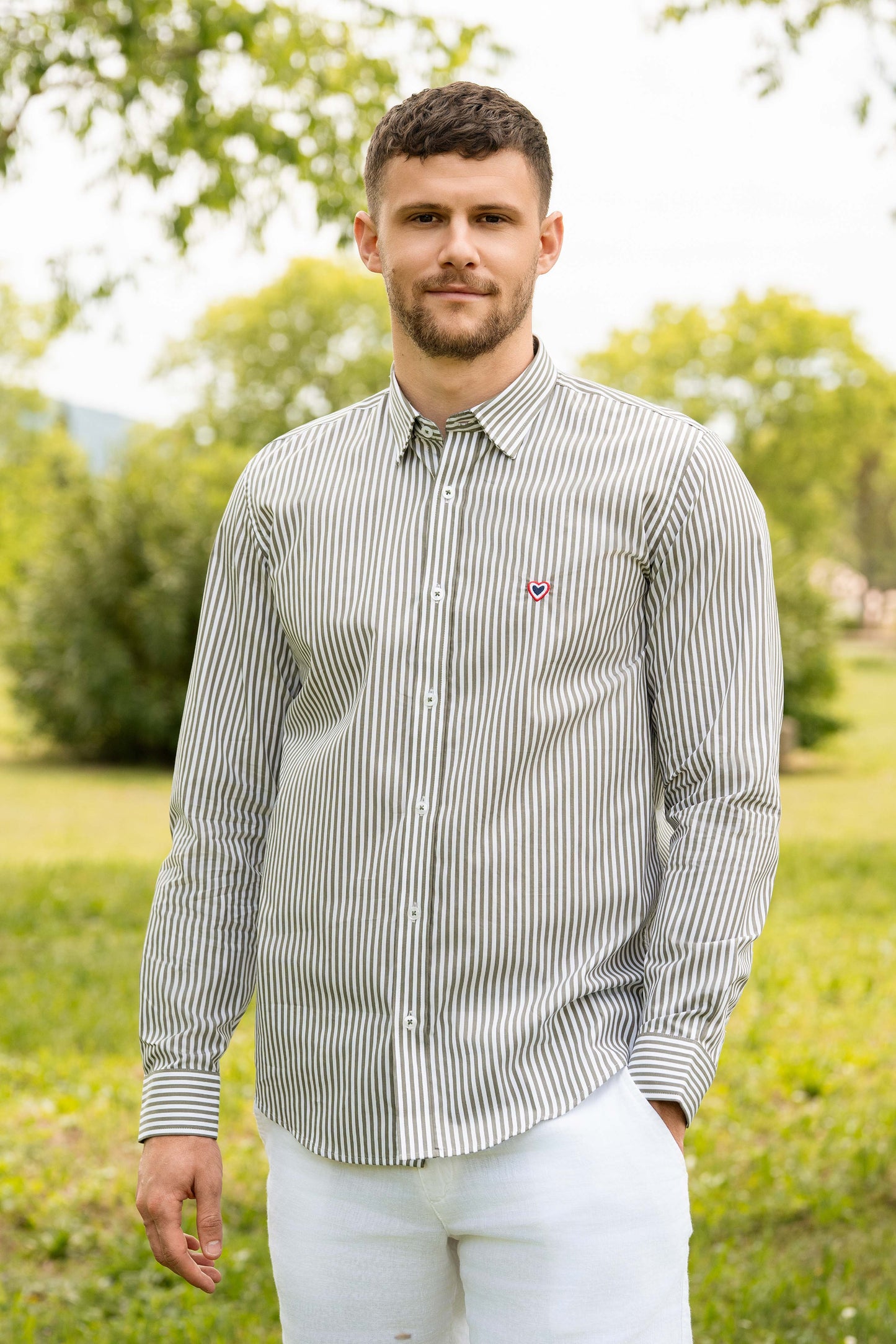 Chemise rayée kaki URBIN