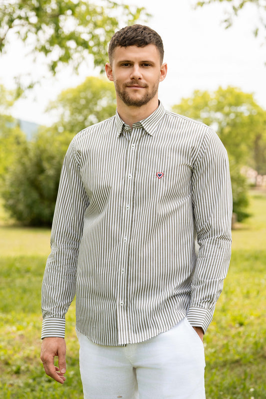 Chemise rayée kaki URBIN