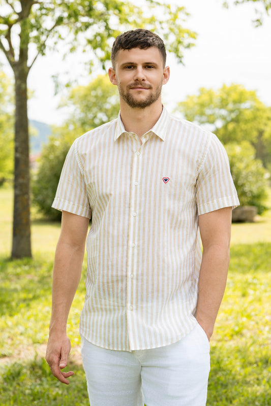 Chemise rayée beige ETHAN