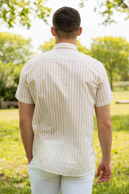 Chemise rayée beige ETHAN