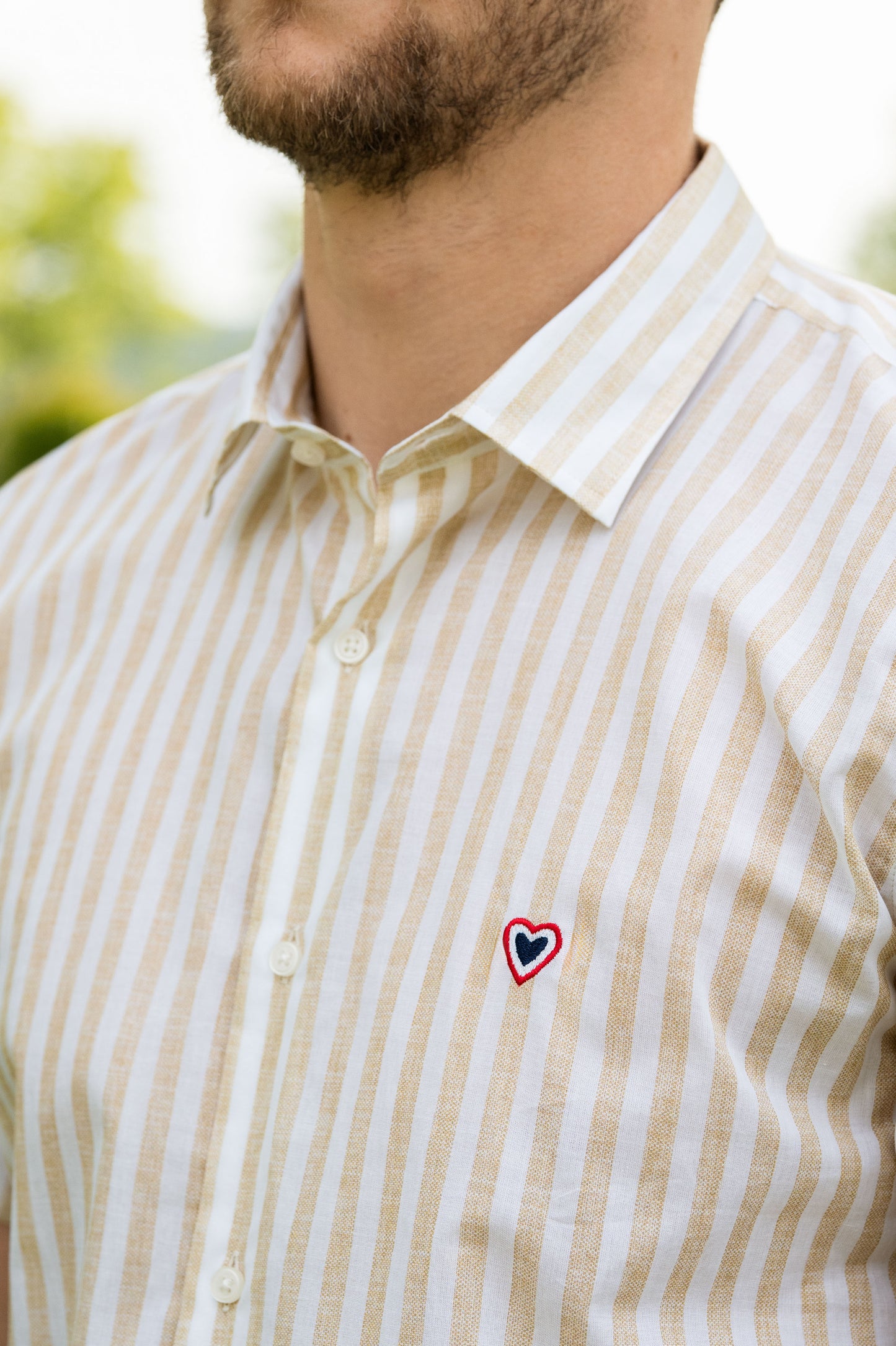 Chemise rayée beige ETHAN