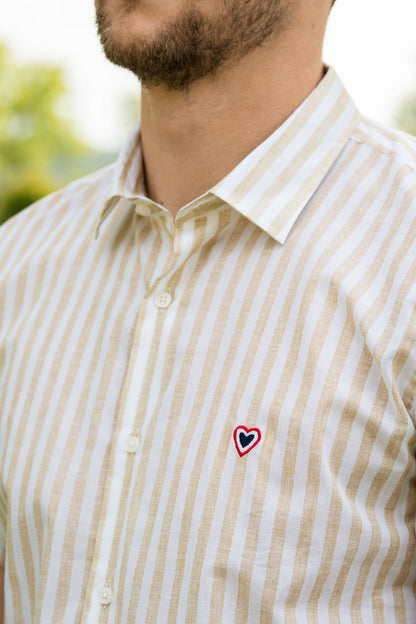 Chemise rayée beige ETHAN