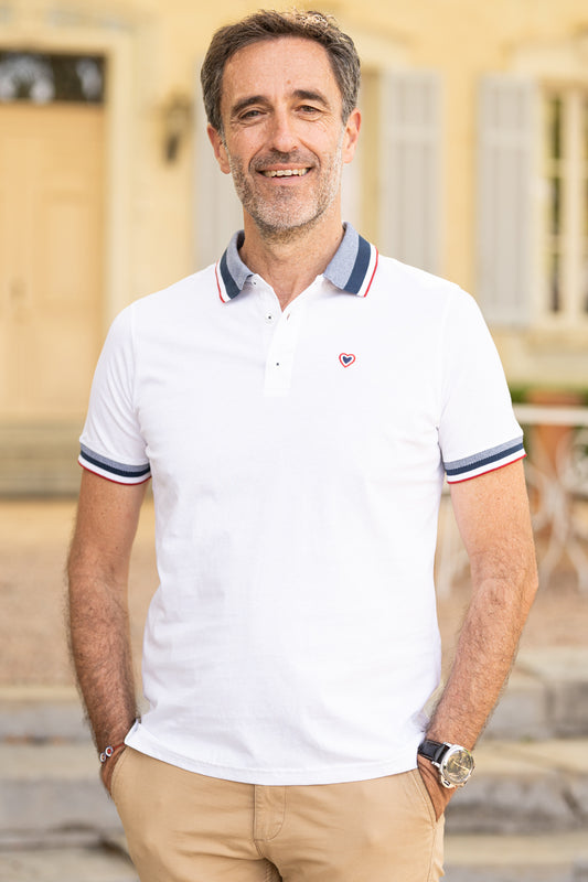 Polo en jersey blanc PAUL