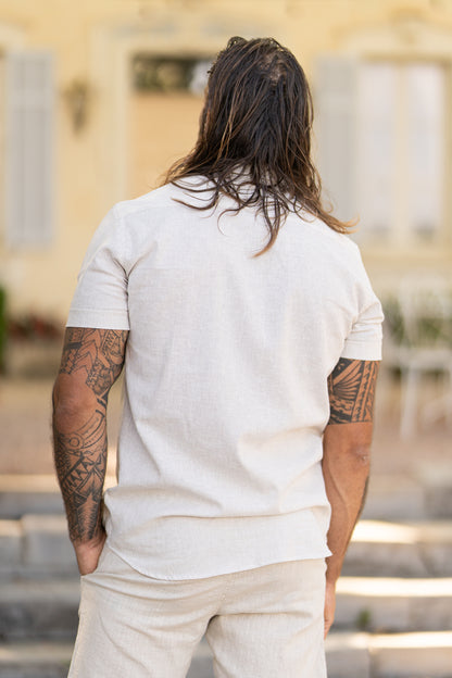 Chemise rayée beige JEAN-MARIE