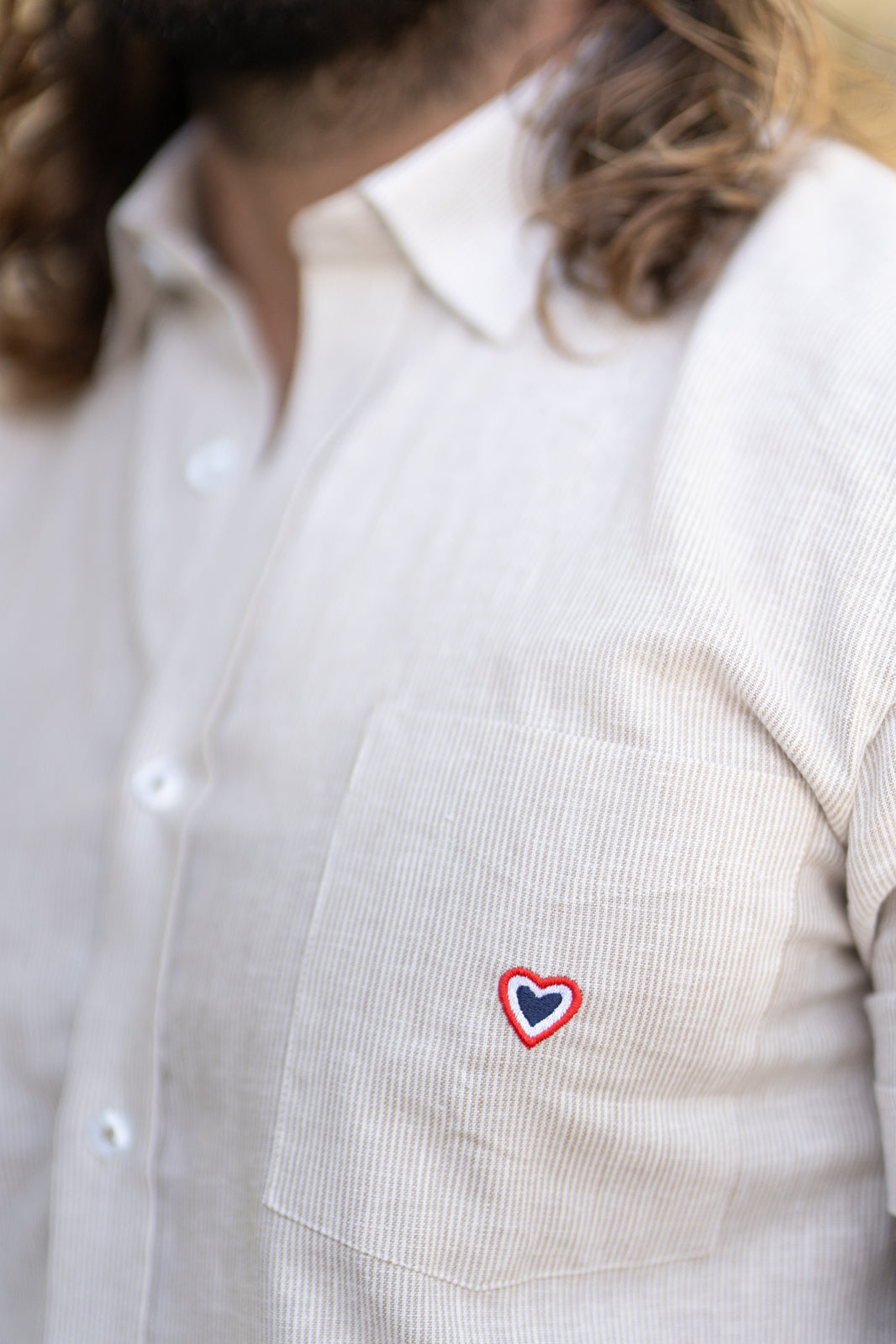 Chemise rayée beige JEAN-MARIE