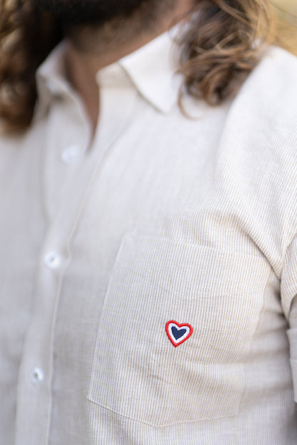 Chemise rayée beige JEAN-MARIE
