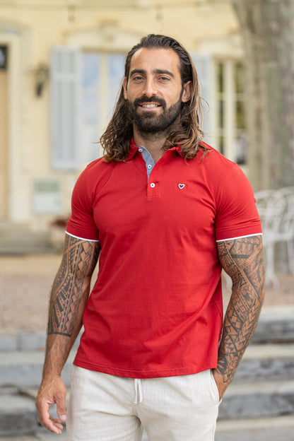 Polo en jersey rouge ENZO