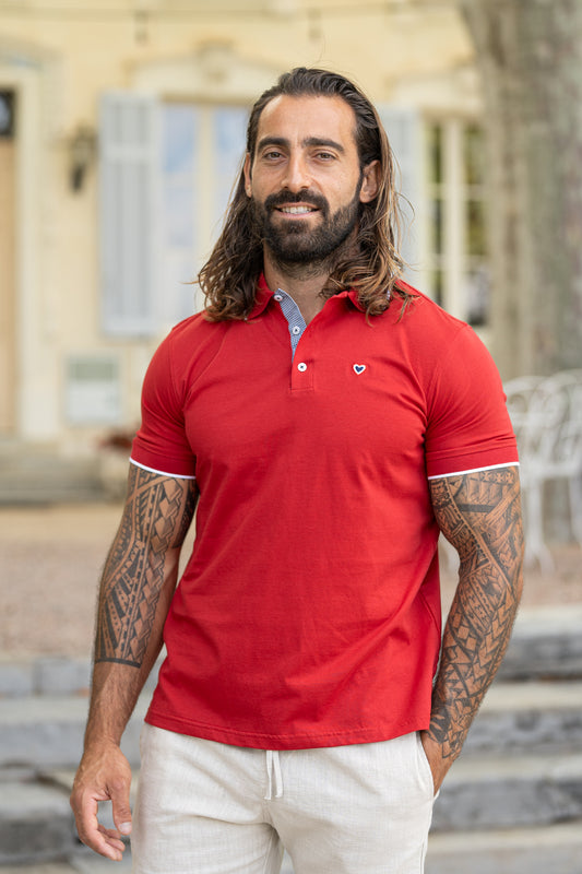 Polo en jersey rouge ENZO