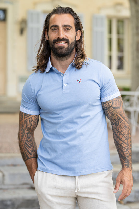Polo en jersey bleu ciel BRUNO
