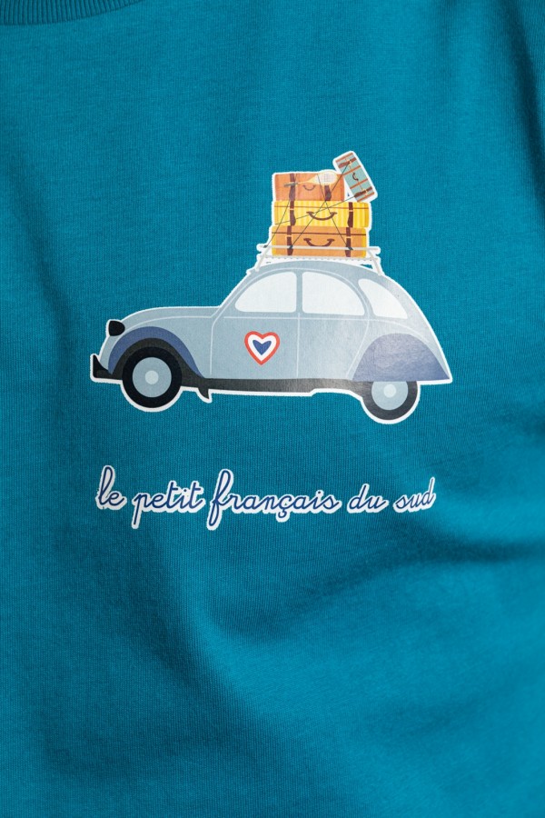  Tee shirt turquoise, La petite 2CV voyage dtails 