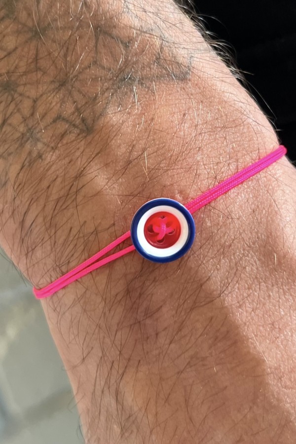 Bracelet bouton le petit franais du sud fil rose fluo 